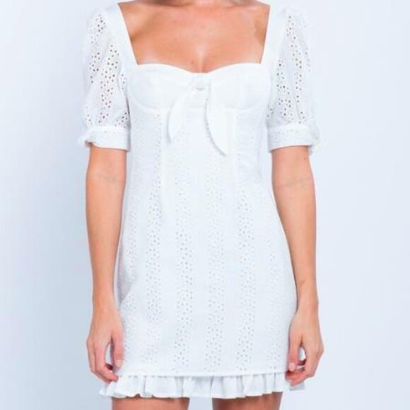 Skylar + Madison White Eyelet Mini Dress - Picture 2 of 3